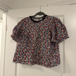 Topshop Floral Blouse - Black, Red, Blue